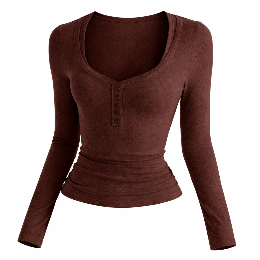 Slim Fit Long Sleeve Knit Top for Women