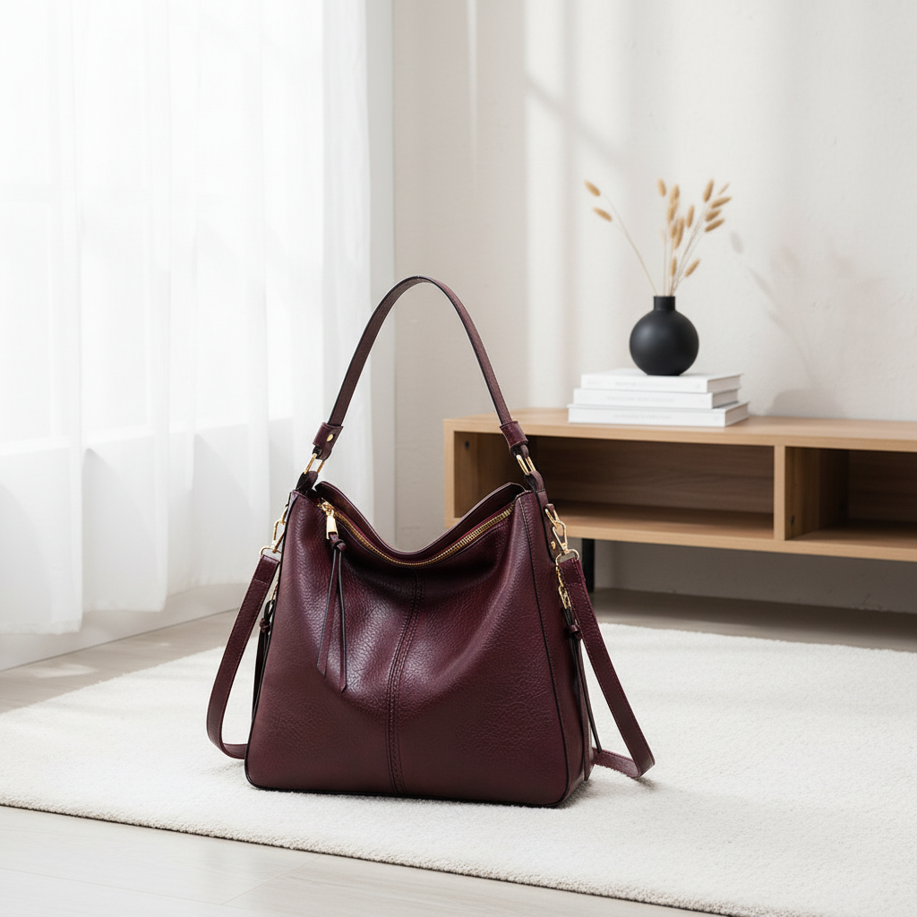 Retro PU Leather Hobo Tote Bag – Women’s Large Capacity Shoulder & Crossbody Handbag
