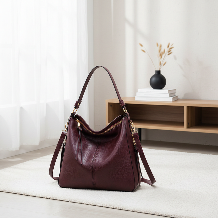 Retro PU Leather Hobo Tote Bag – Women’s Large Capacity Shoulder & Crossbody Handbag