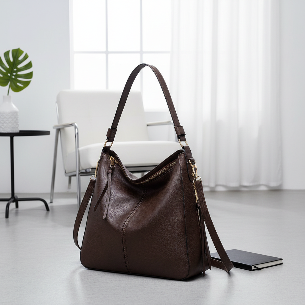 Retro PU Leather Hobo Tote Bag – Women’s Large Capacity Shoulder & Crossbody Handbag