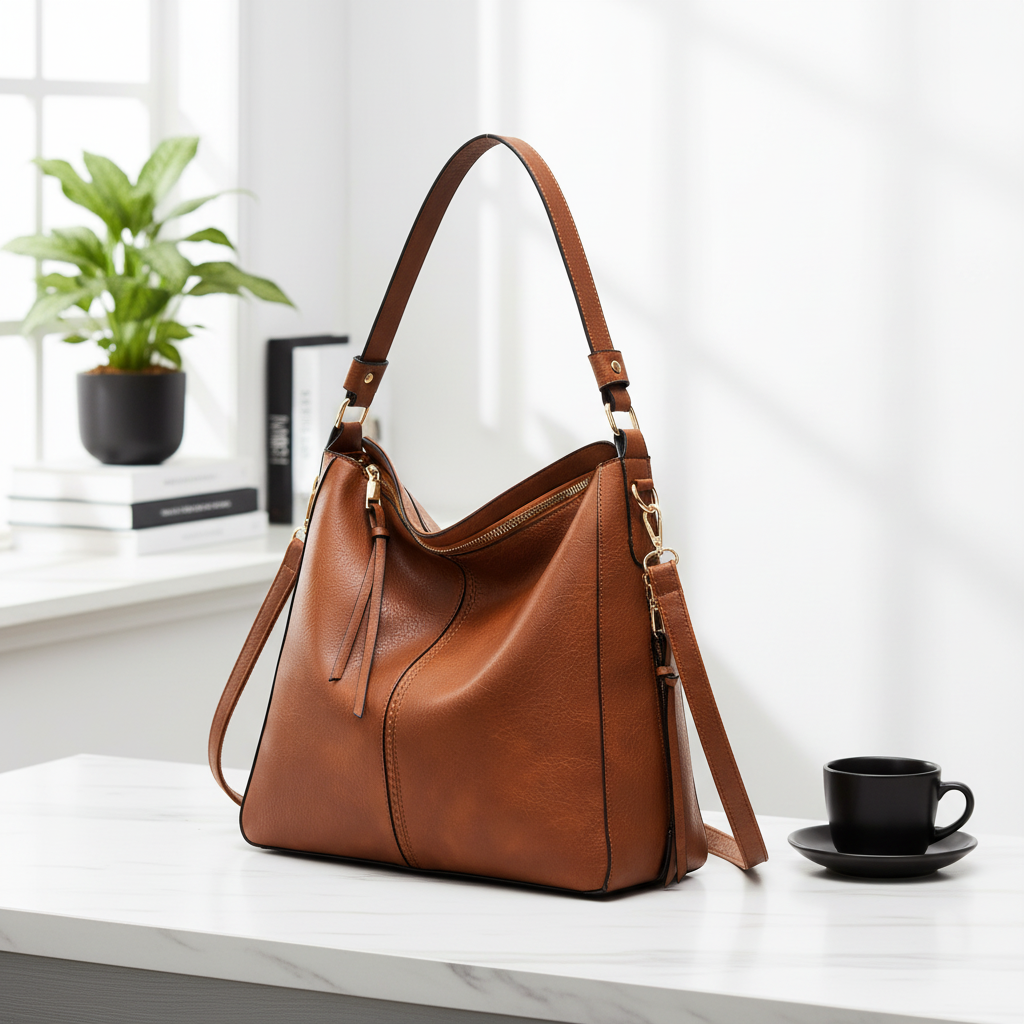 Retro PU Leather Hobo Tote Bag – Women’s Large Capacity Shoulder & Crossbody Handbag