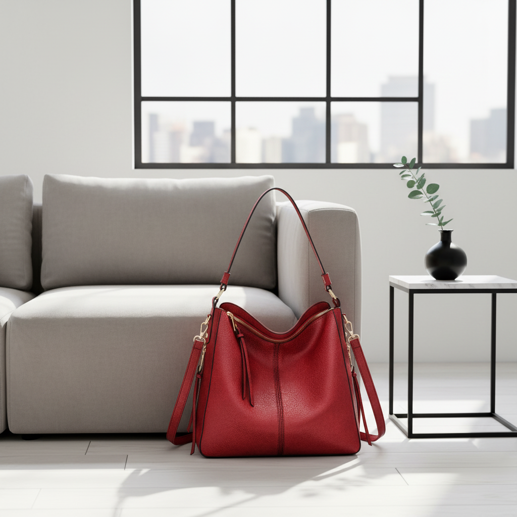 Retro PU Leather Hobo Tote Bag – Women’s Large Capacity Shoulder & Crossbody Handbag