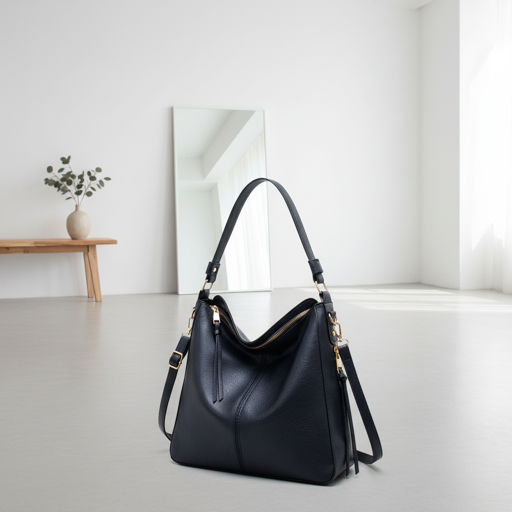 Retro PU Leather Hobo Tote Bag – Women’s Large Capacity Shoulder & Crossbody Handbag