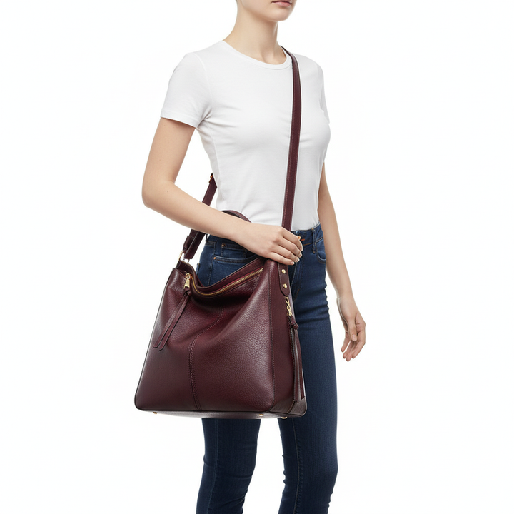 Retro PU Leather Hobo Tote Bag – Women’s Large Capacity Shoulder & Crossbody Handbag