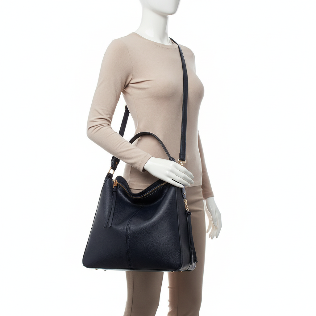 Retro PU Leather Hobo Tote Bag – Women’s Large Capacity Shoulder & Crossbody Handbag