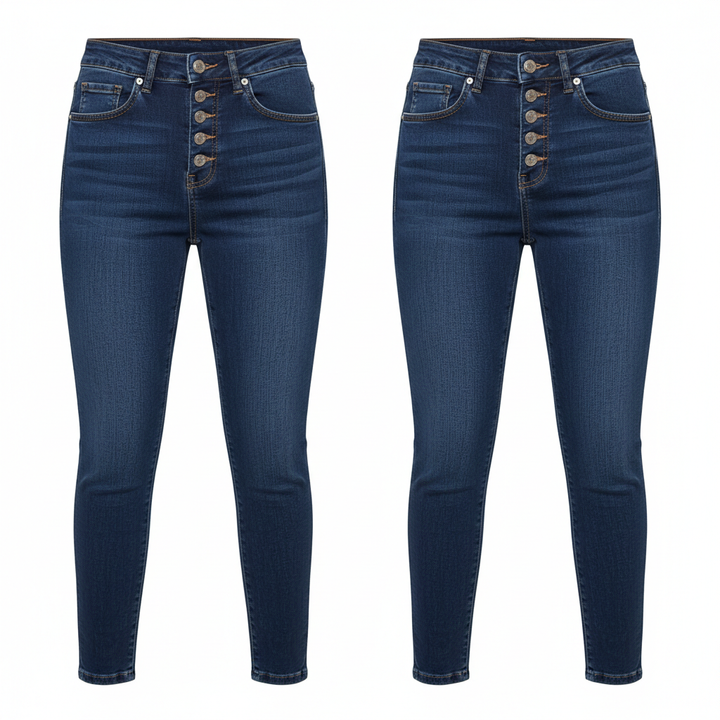 Contrast Color Slim Fit Stretch Rolled Hem Cropped Jeans