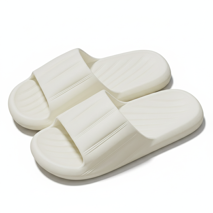 Fashion Solid Color Striped Home Slippers Summer Thick Bottom Non-slip Bathroom Slipper Women Men Couples Shoes