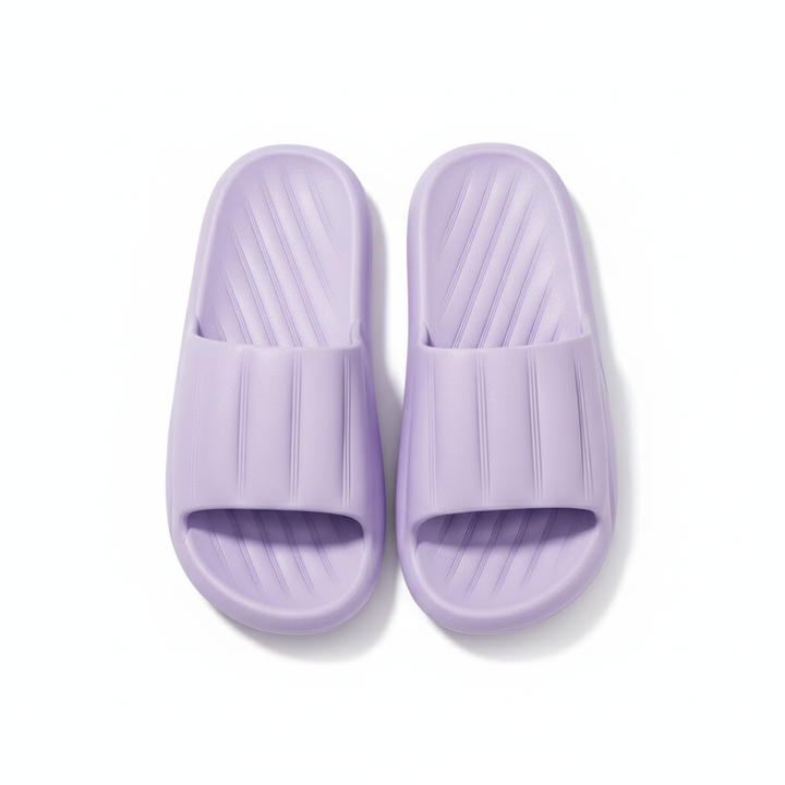 Fashion Solid Color Striped Home Slippers Summer Thick Bottom Non-slip Bathroom Slipper Women Men Couples Shoes
