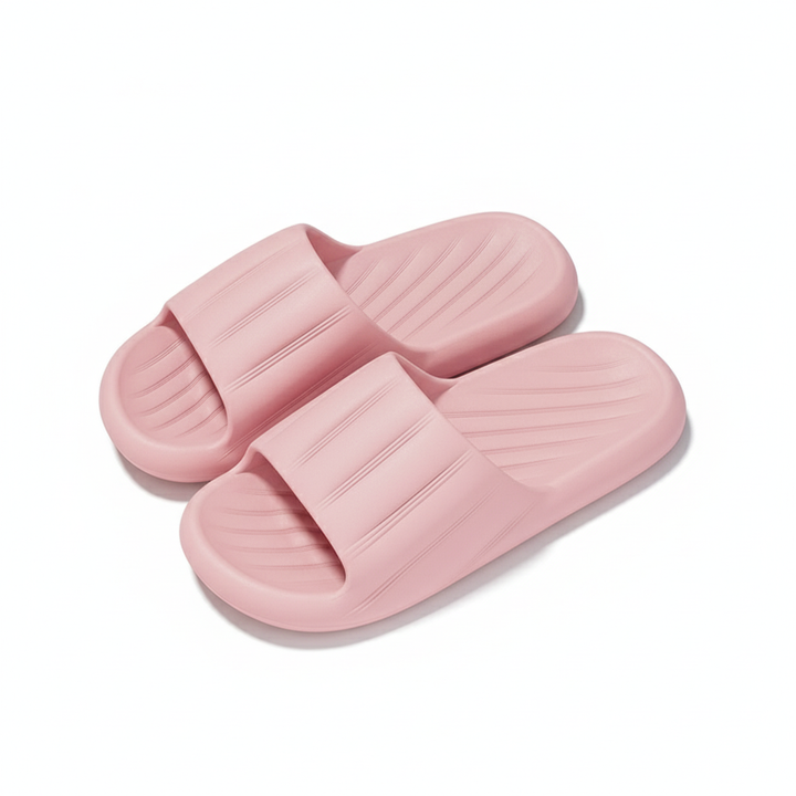 Fashion Solid Color Striped Home Slippers Summer Thick Bottom Non-slip Bathroom Slipper Women Men Couples Shoes