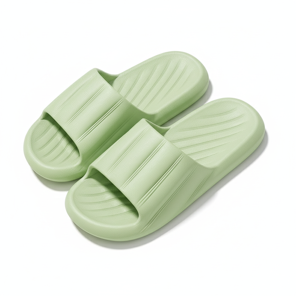 Fashion Solid Color Striped Home Slippers Summer Thick Bottom Non-slip Bathroom Slipper Women Men Couples Shoes