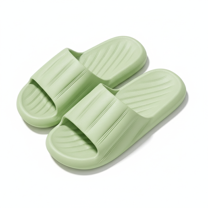 Fashion Solid Color Striped Home Slippers Summer Thick Bottom Non-slip Bathroom Slipper Women Men Couples Shoes