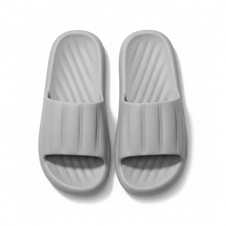 Fashion Solid Color Striped Home Slippers Summer Thick Bottom Non-slip Bathroom Slipper Women Men Couples Shoes