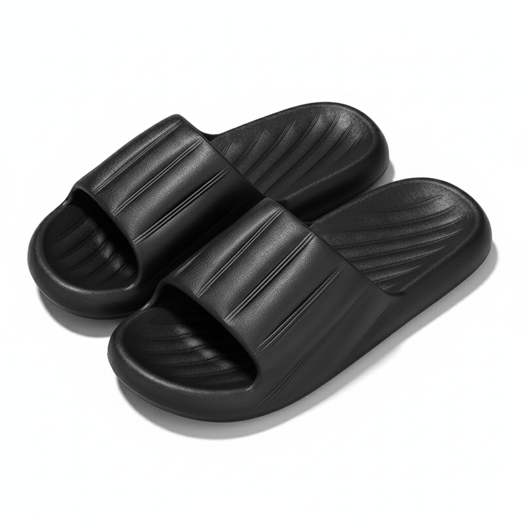 Fashion Solid Color Striped Home Slippers Summer Thick Bottom Non-slip Bathroom Slipper Women Men Couples Shoes
