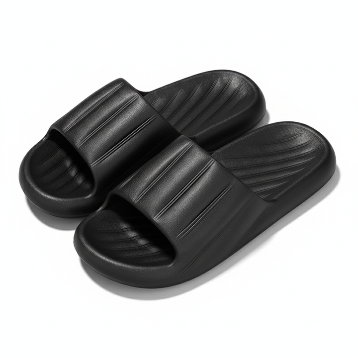 Fashion Solid Color Striped Home Slippers Summer Thick Bottom Non-slip Bathroom Slipper Women Men Couples Shoes