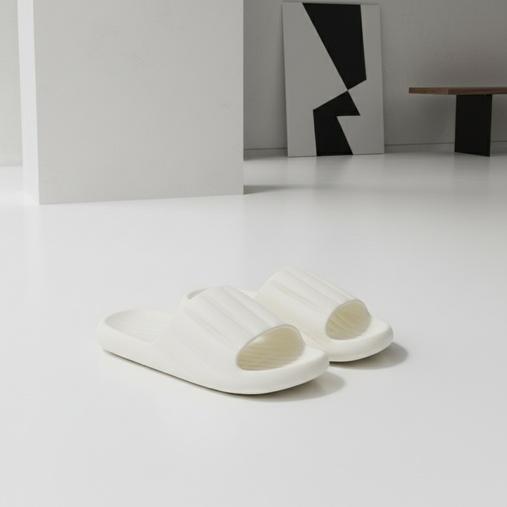 Fashion Solid Color Striped Home Slippers Summer Thick Bottom Non-slip Bathroom Slipper Women Men Couples Shoes