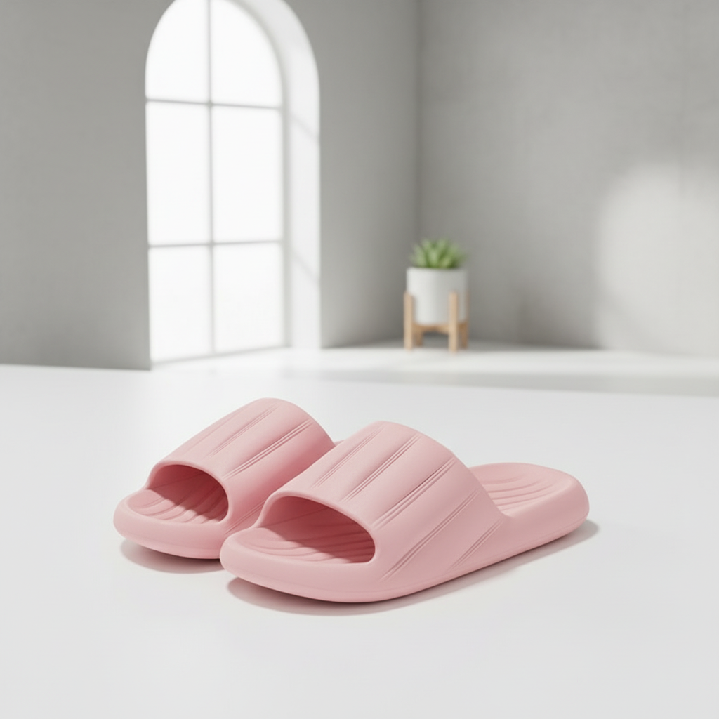Fashion Solid Color Striped Home Slippers Summer Thick Bottom Non-slip Bathroom Slipper Women Men Couples Shoes