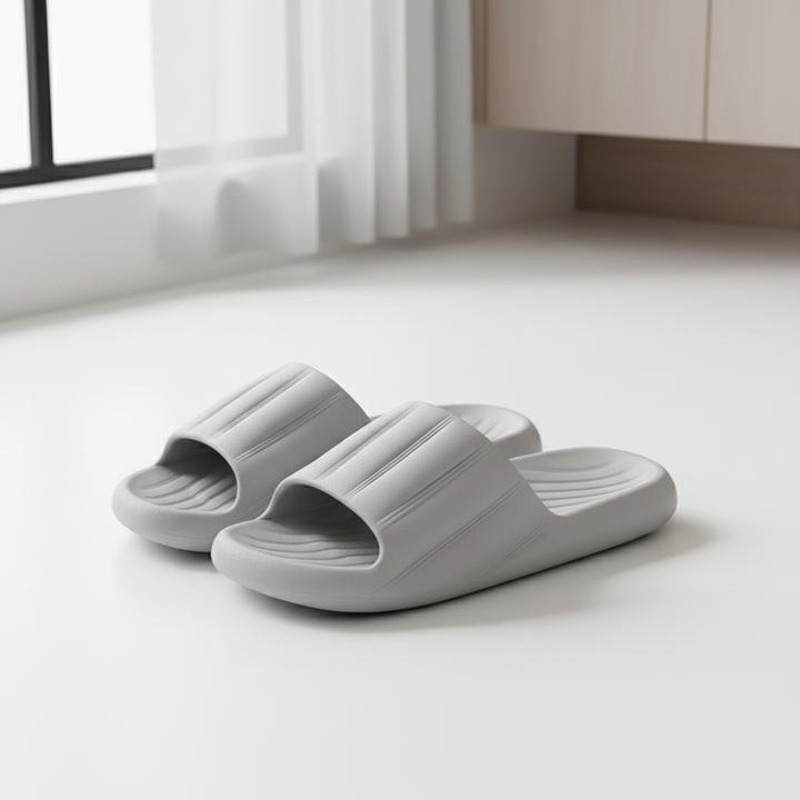 Fashion Solid Color Striped Home Slippers Summer Thick Bottom Non-slip Bathroom Slipper Women Men Couples Shoes
