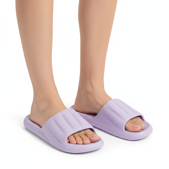 Fashion Solid Color Striped Home Slippers Summer Thick Bottom Non-slip Bathroom Slipper Women Men Couples Shoes