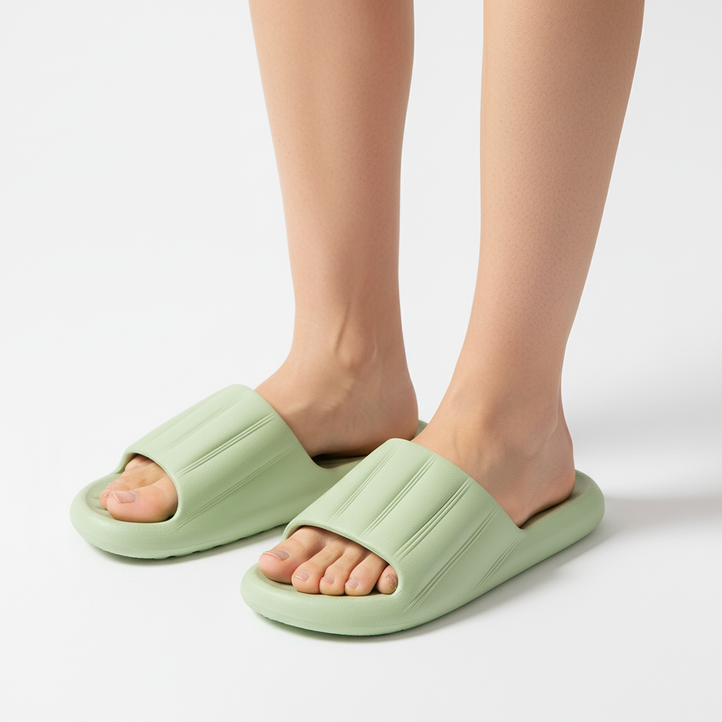 Fashion Solid Color Striped Home Slippers Summer Thick Bottom Non-slip Bathroom Slipper Women Men Couples Shoes