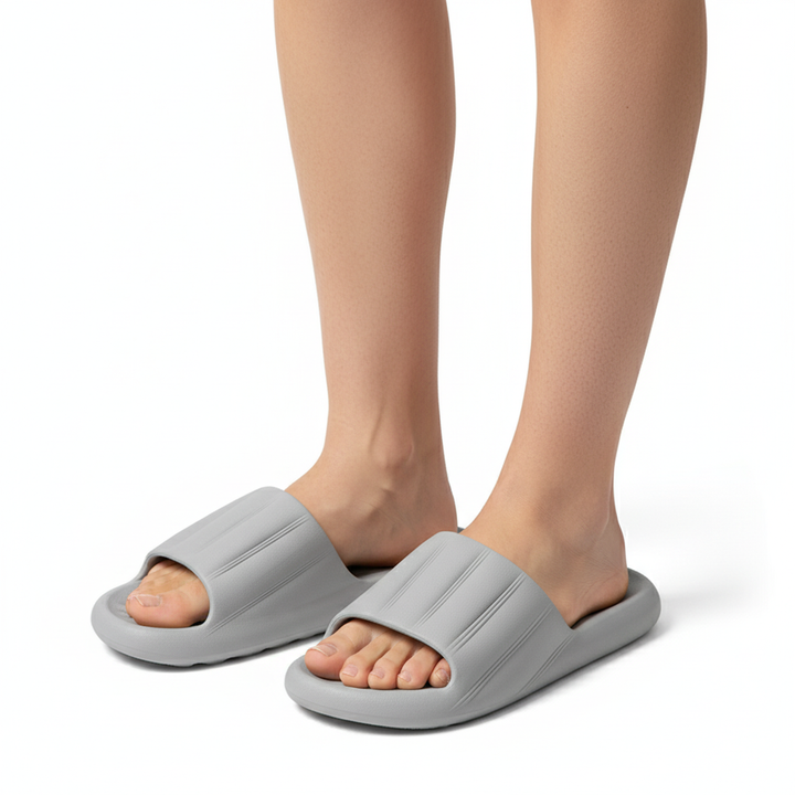 Fashion Solid Color Striped Home Slippers Summer Thick Bottom Non-slip Bathroom Slipper Women Men Couples Shoes