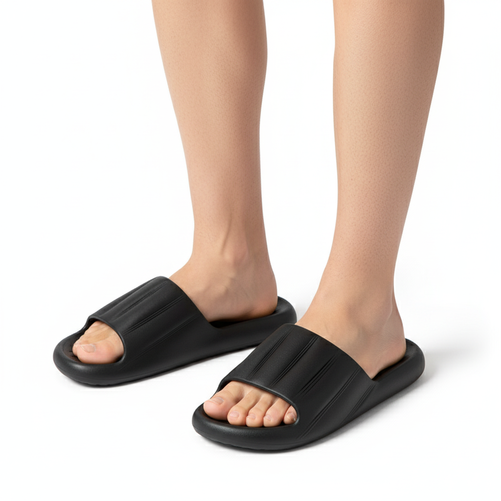Fashion Solid Color Striped Home Slippers Summer Thick Bottom Non-slip Bathroom Slipper Women Men Couples Shoes