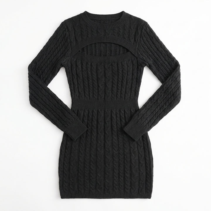 Women’s High-Waist Hollow-Out Knit Pencil Dress