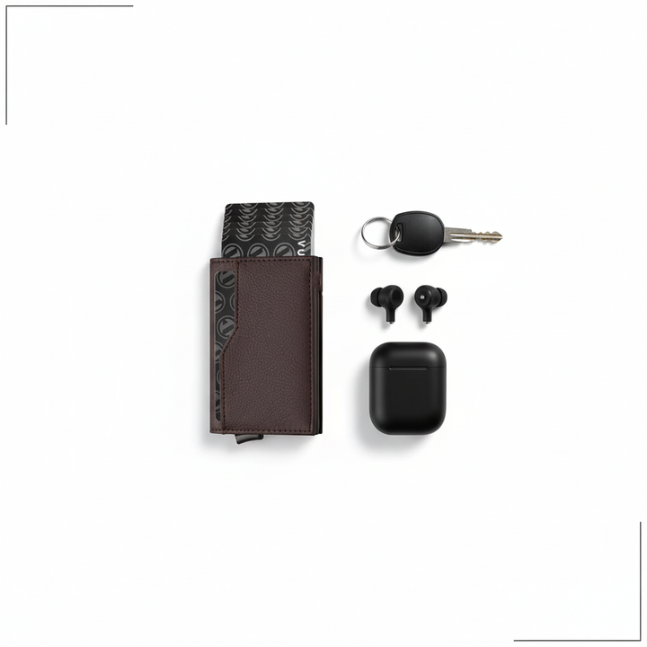 Credit Card Case With Double Id Window Rfid Blocking Automatic Leather Up Wallet