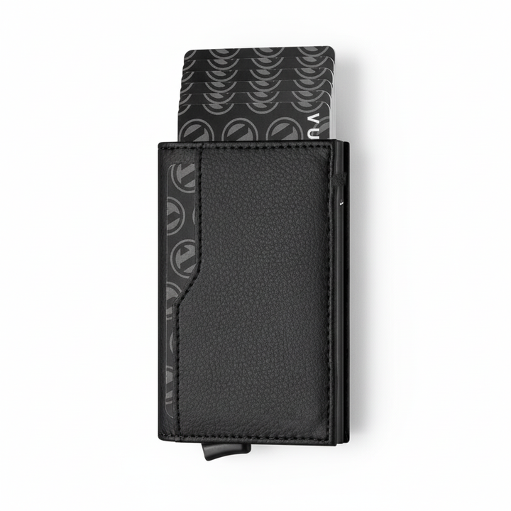 Credit Card Case With Double Id Window Rfid Blocking Automatic Leather Up Wallet