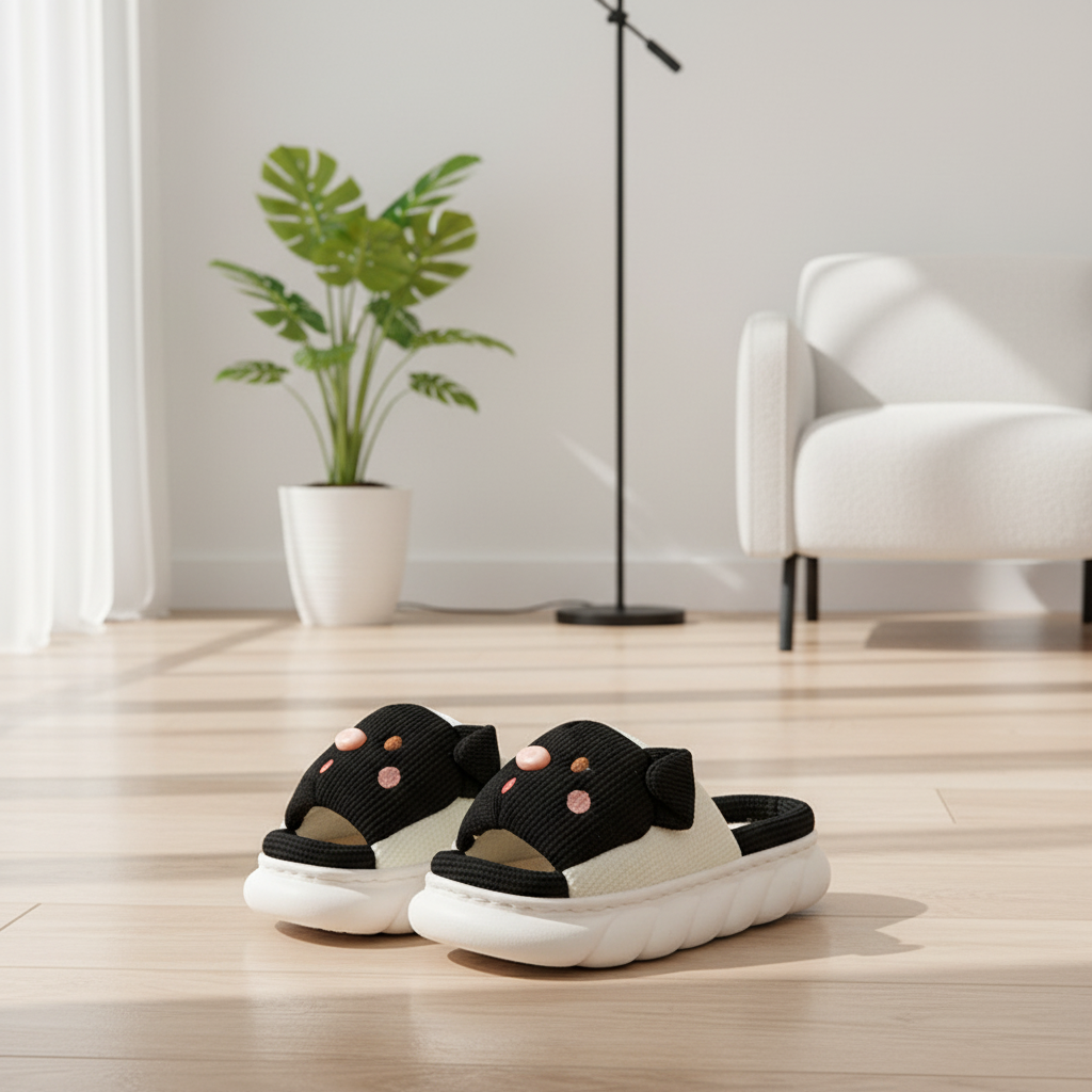 Cute Piggy Slippers Open Toe Linen Home Slipper Couples Women Men Cartoon Pig House Shoes