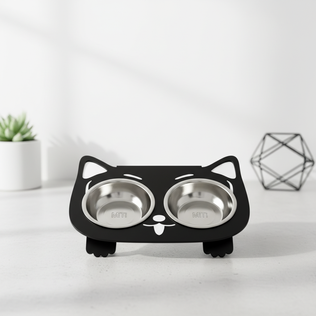 Anti-Spill Elevated Pet Feeding Bowl – Stainless Steel Double Bowl for Dogs & Cats