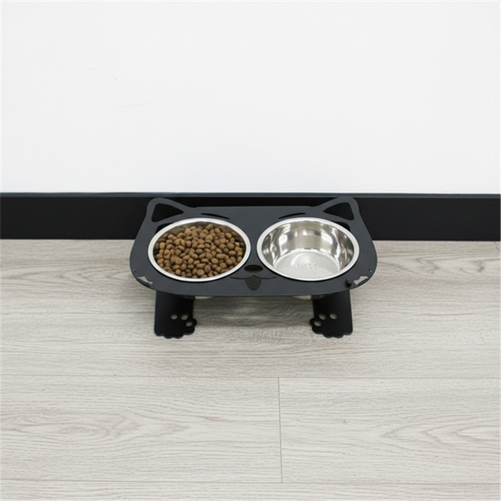 Anti-Spill Elevated Pet Feeding Bowl – Stainless Steel Double Bowl for Dogs & Cats