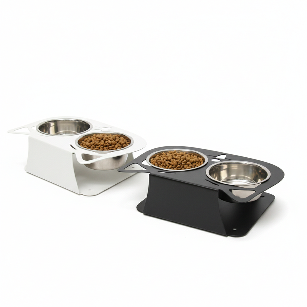 Anti-Spill Elevated Pet Feeding Bowl – Stainless Steel Double Bowl for Dogs & Cats