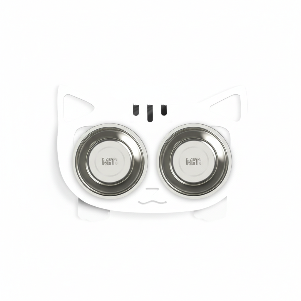 Anti-Spill Elevated Pet Feeding Bowl – Stainless Steel Double Bowl for Dogs & Cats
