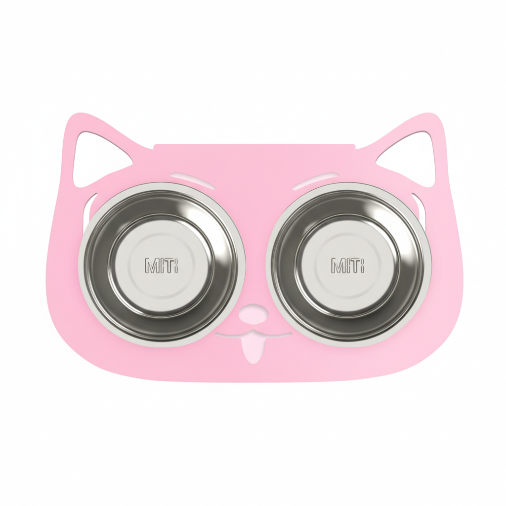 Anti-Spill Elevated Pet Feeding Bowl – Stainless Steel Double Bowl for Dogs & Cats