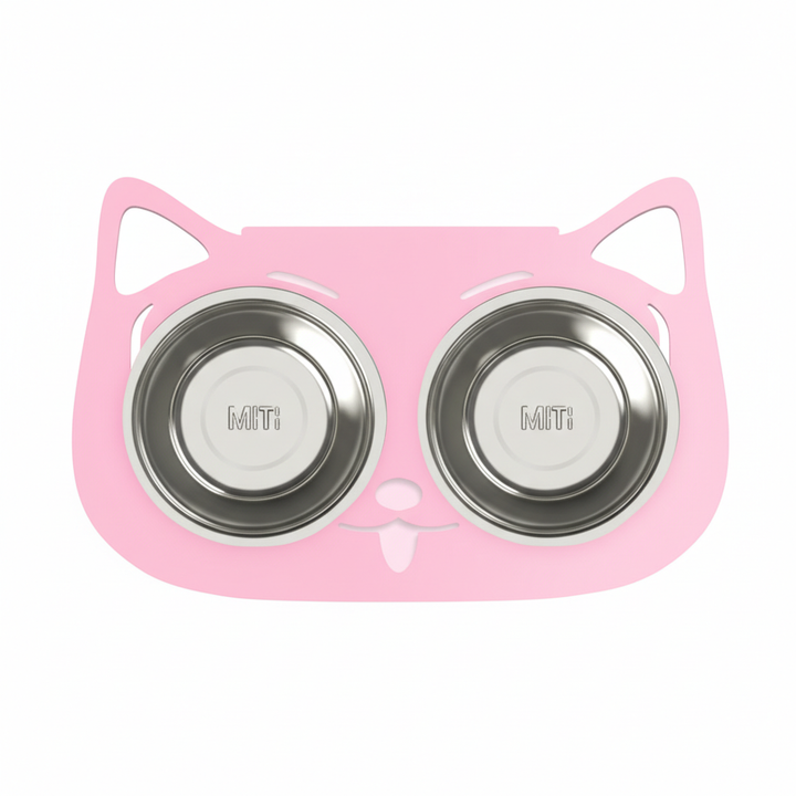 Anti-Spill Elevated Pet Feeding Bowl – Stainless Steel Double Bowl for Dogs & Cats