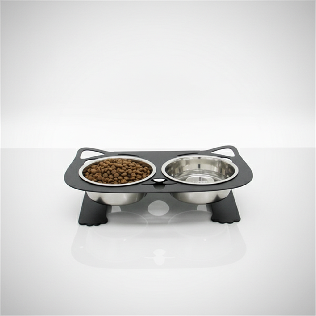 Anti-Spill Elevated Pet Feeding Bowl – Stainless Steel Double Bowl for Dogs & Cats