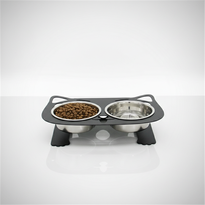 Anti-Spill Elevated Pet Feeding Bowl – Stainless Steel Double Bowl for Dogs & Cats