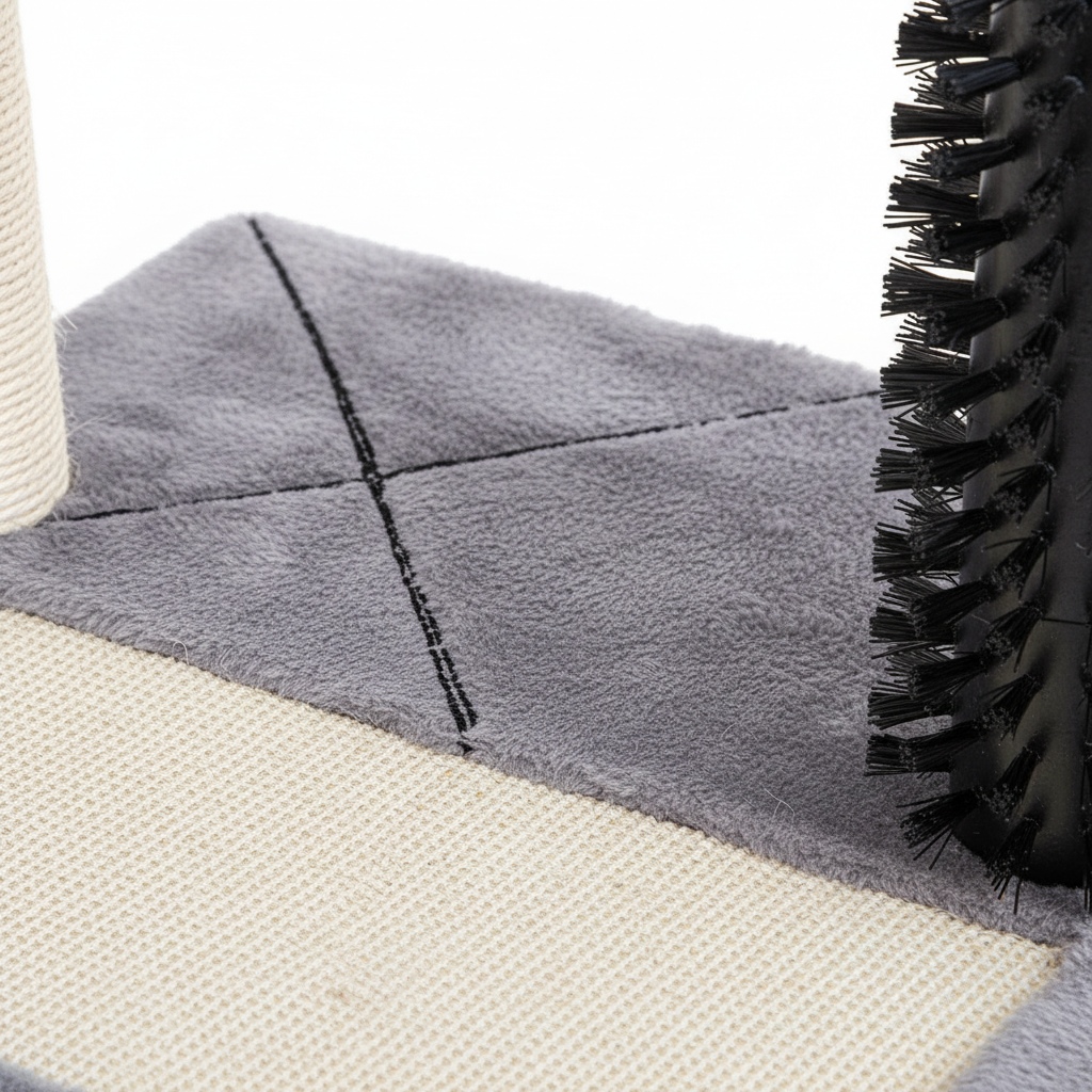 Small 4-in-1 Cat Tree Tower With Self-grooming Brush And Natural Sisal Scratching Post, Soft Plush Cat Bed And Hanging Ball, Suitable For Indoor Kittens