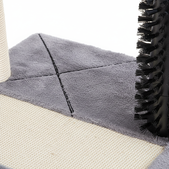 Small 4-in-1 Cat Tree Tower With Self-grooming Brush And Natural Sisal Scratching Post, Soft Plush Cat Bed And Hanging Ball, Suitable For Indoor Kittens