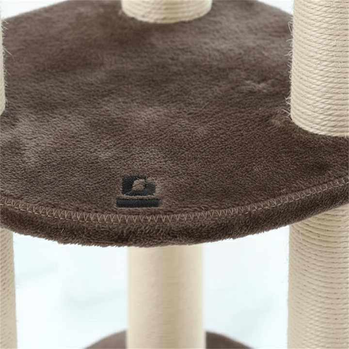 41 Inch Hand-Woven Water Hyacinth Cat Tree, 3 Sisal Scratching Posts Multi-Level Activity Center For Cats-Brown