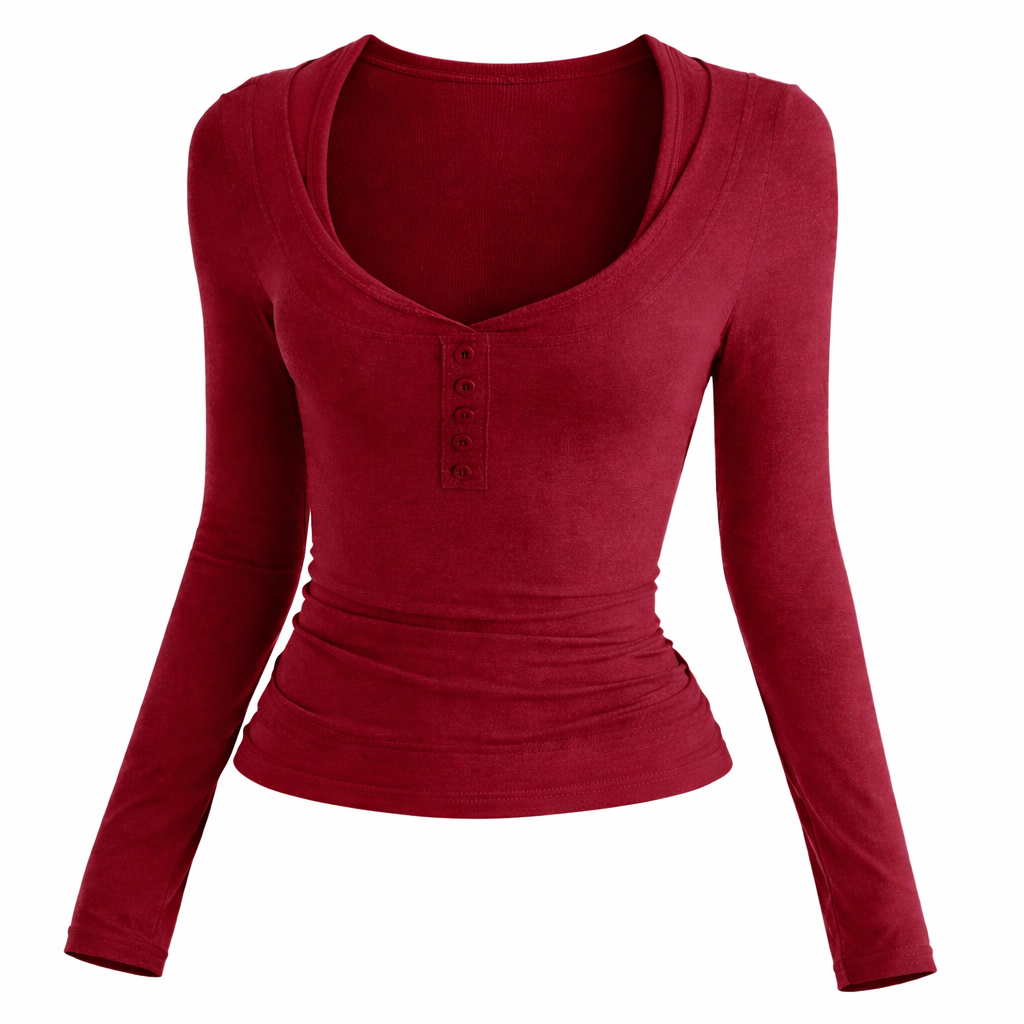 Slim Fit Long Sleeve Knit Top for Women