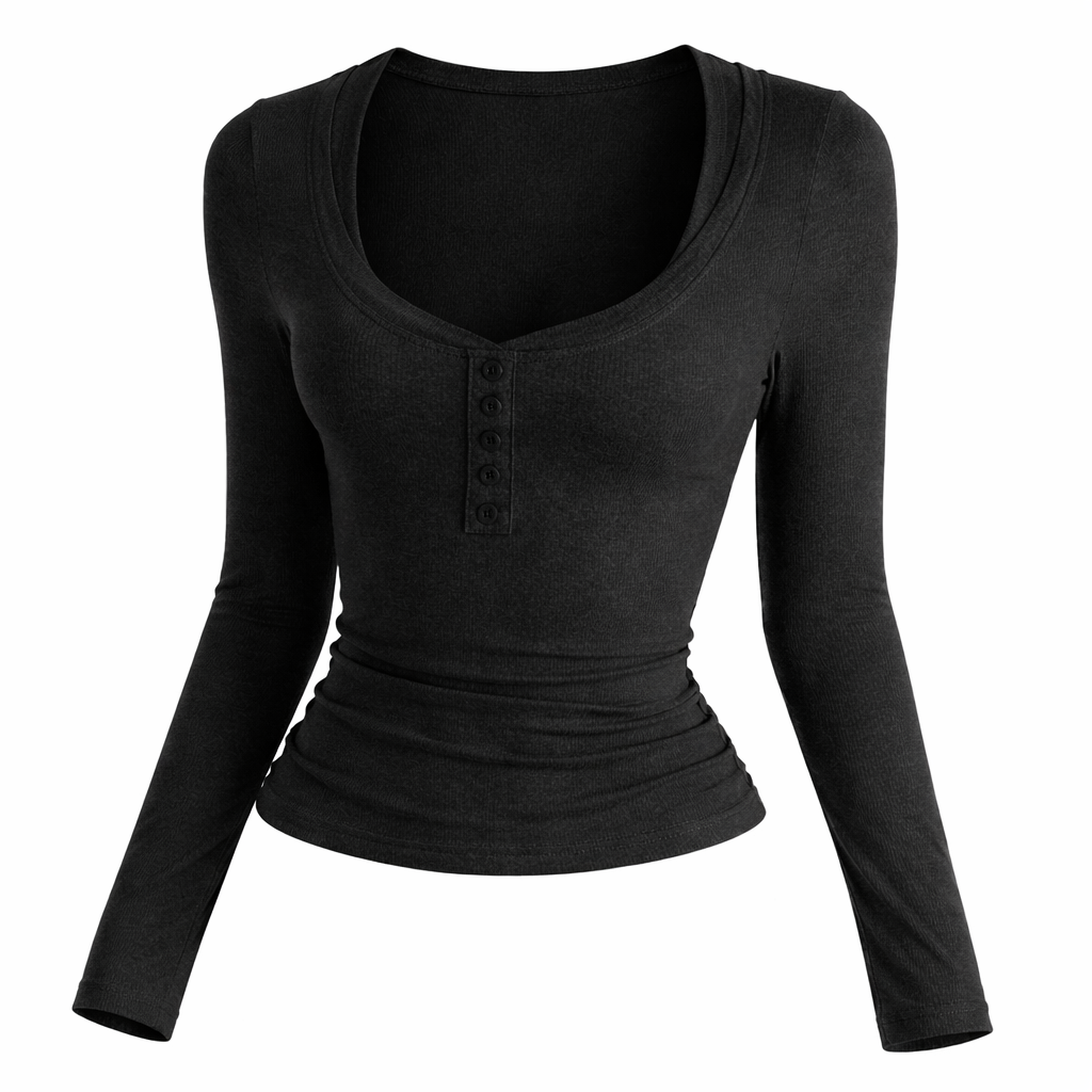 Slim Fit Long Sleeve Knit Top for Women