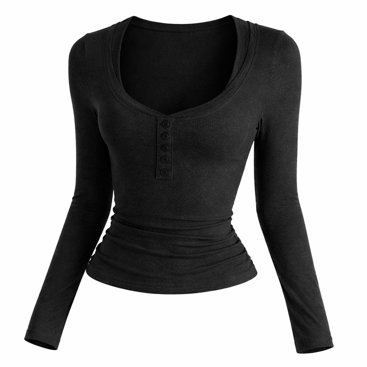 Slim Fit Long Sleeve Knit Top for Women