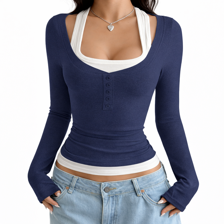 Slim Fit Long Sleeve Knit Top for Women