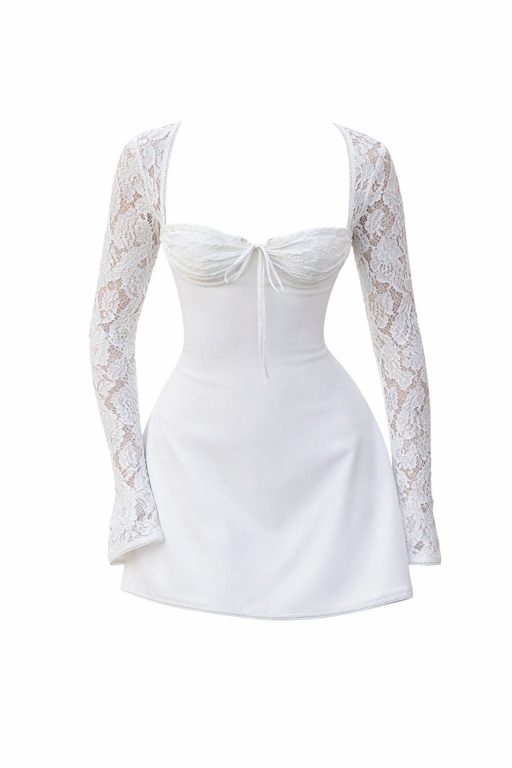 Lace Corset Backless Dress with Long Sleeves