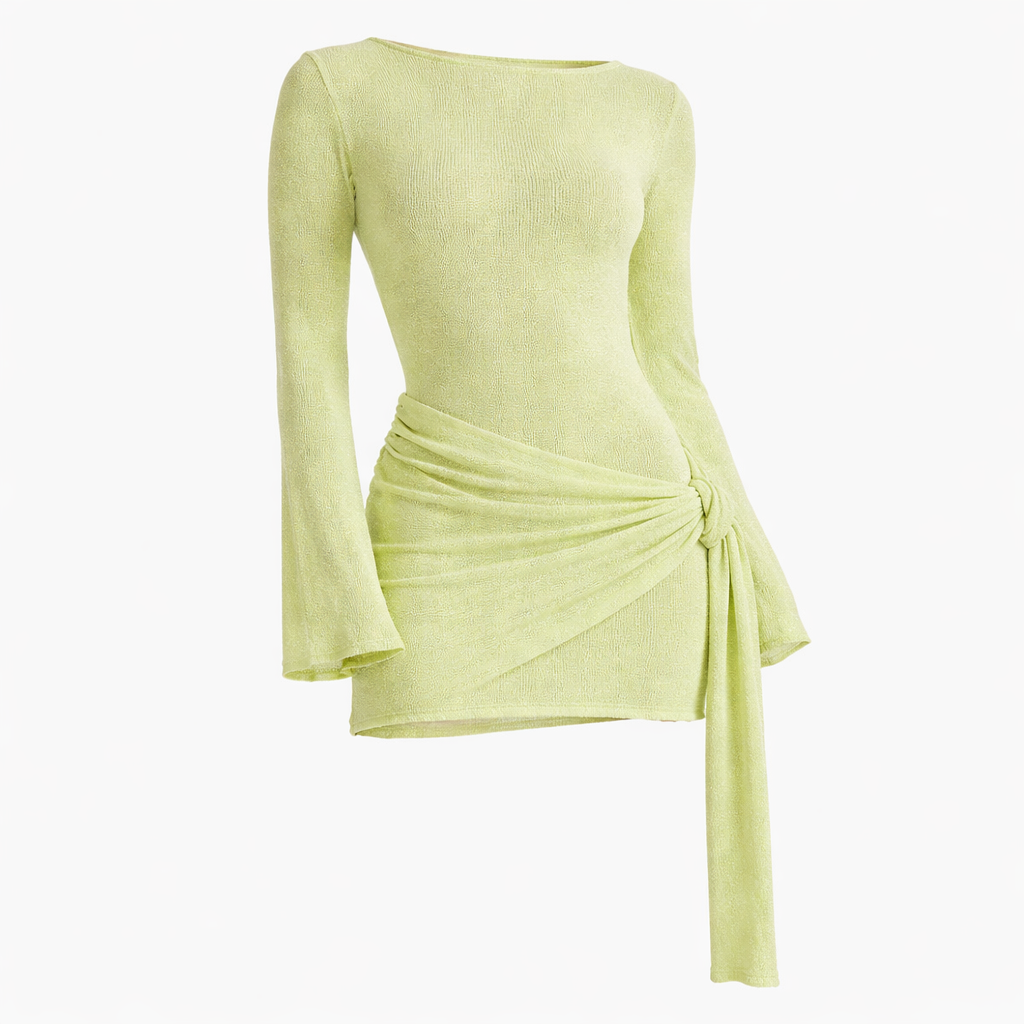 Long Sleeve Ruched Bodycon Mini Dress