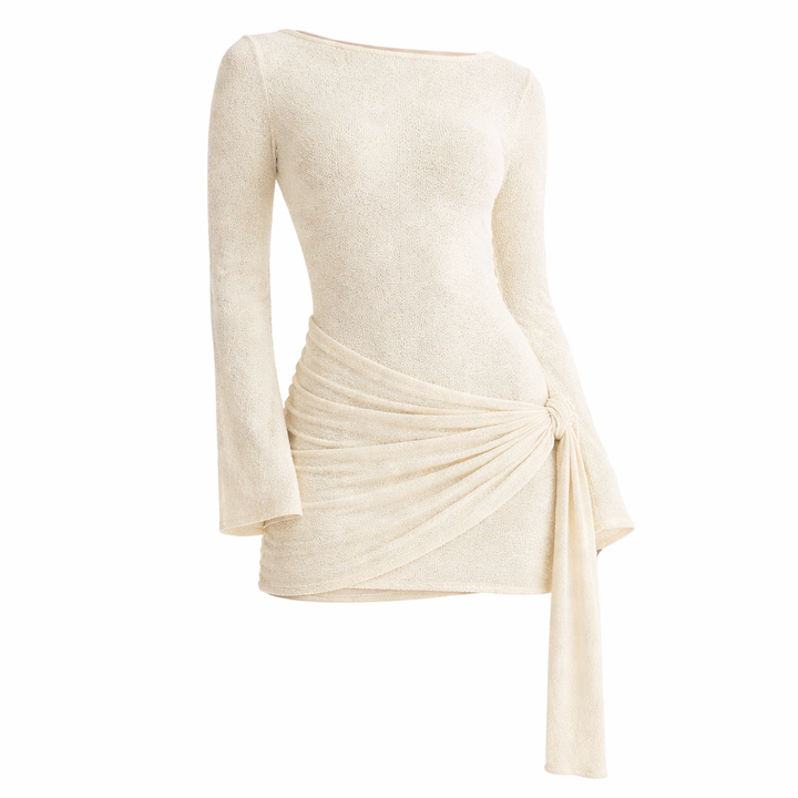 Long Sleeve Ruched Bodycon Mini Dress
