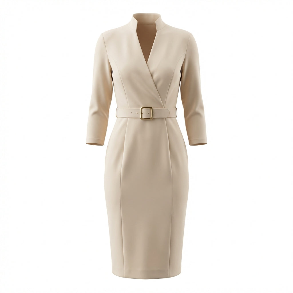 Slim-fitting Casual Suit Dress V-neck Long-sleeved Dresses Commuting Office Clothing For Women