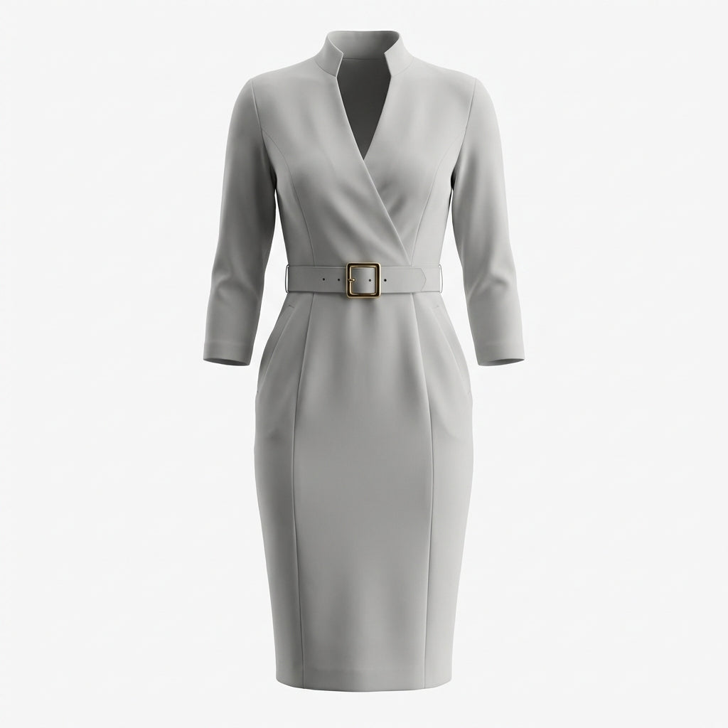 Slim-fitting Casual Suit Dress V-neck Long-sleeved Dresses Commuting Office Clothing For Women