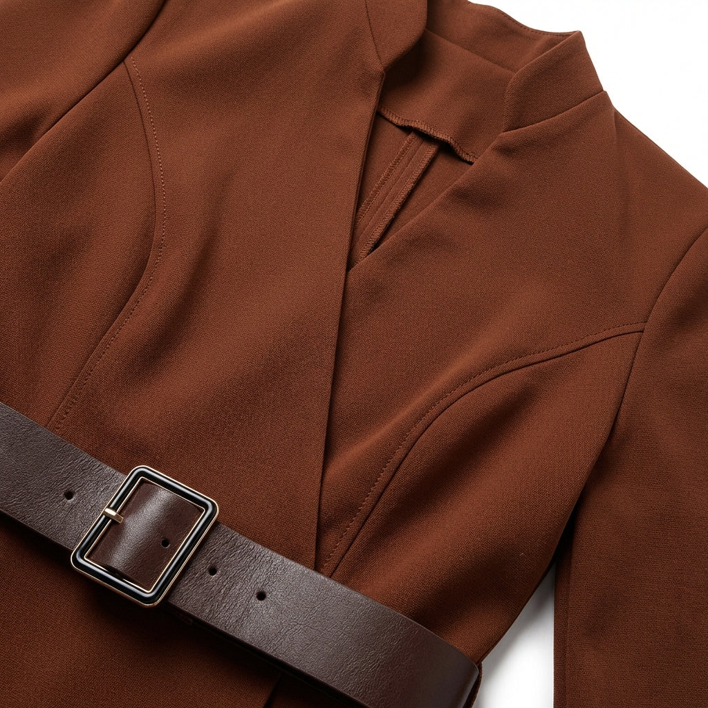 Slim-fitting Casual Suit Dress V-neck Long-sleeved Dresses Commuting Office Clothing For Women
